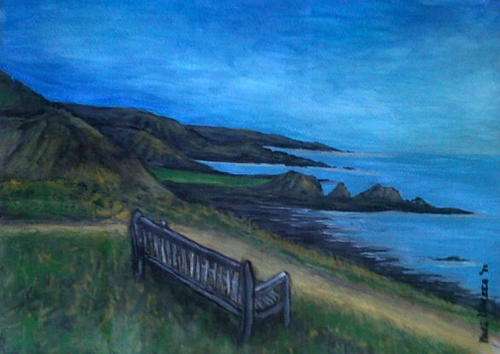 DO NOT LET THIS ONE SLIP! BARGAIN! Original Mari Mackie Watercolours - Cliff Bench - 297 X 420mm
