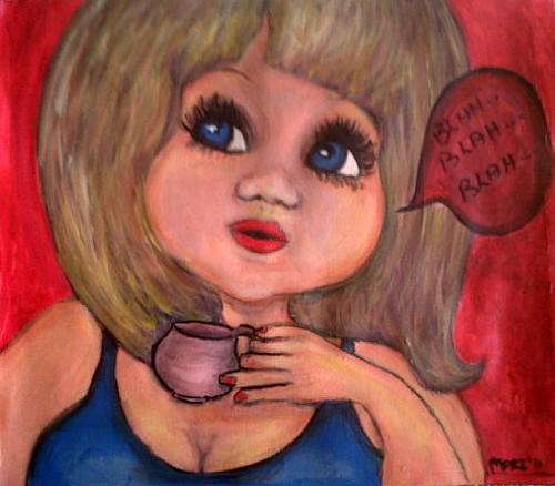Cute!!!!! - Original Mari Mackie - Big Eyed Girl - Blue Eyes - 300 X 260mm