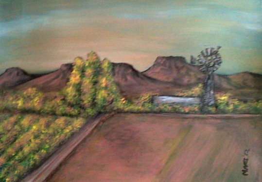 Landscape -  Original Mari Mackie - Windmill - 290 X 400mm