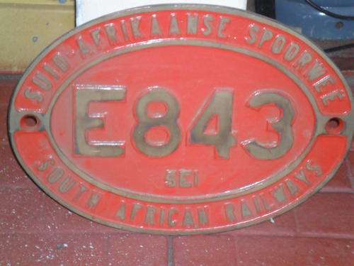E843 Locomotive Brass Main Side plate (Bi-lingual SAR&H)