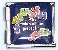 Mega Italian Charm OR Connector 18mm (as Nomination) - JESUS MAKES ALL THE PIECES FIT