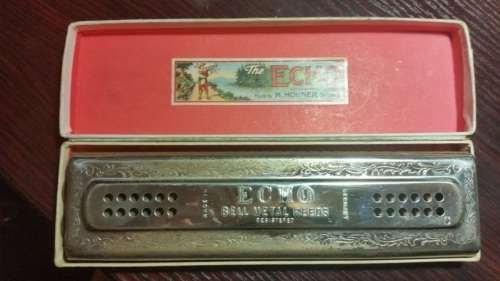 UNIQUE & RARE offers a Vintage German Hohner Echo Harmonica Bell Metal Reeds - 57/120 Keys C&G