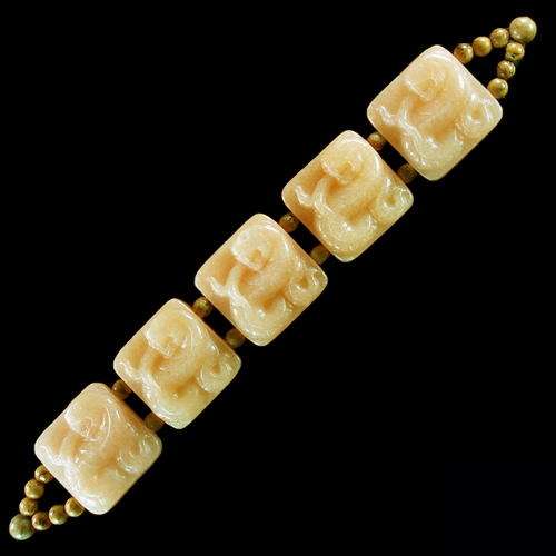 *SPECIAL* Superior Quality 7.5"-14" Carved PEACH AVENTURINE  Bead Bracelet Y751020