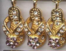 Italian Charms 9mm - Fits Nomination -  DANGLE SANDAL (FLIP FLOP) - PINK WITH ZIRCONIA