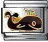 Italian Charms 9mm - Fits Nomination - Enamel -  SMILEY BLACK WHALE