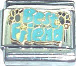 Italian Charms 9mm - Fits Nomination - Enamel -  BEST FRIEND WITH PAW PRINTS