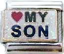 Italian Charms 9mm- Fits Nomination - Enamel - HEART MY SON