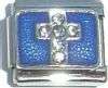 Italian Charms 9mm- Fits Nomination - Enamel - CZ CROSS ON BLUE ENAMEL BACKGROUND