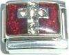 Italian Charms 9mm- Fits Nomination - Enamel - CZ CROSS ON RED ENAMEL BACKGROUND