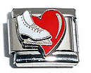 Italian Charms 9mm- Fits Nomination - Enamel - ICE SKATES ON RED HEART