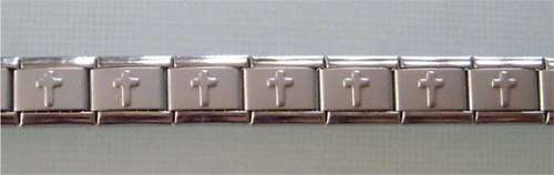 Italian Charms - 9mm Starter Bracelet - PUFFY CROSS MATTE - 18 Links