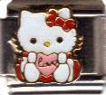 Italian Charms 9mm - Fits Nomination - Enamel - KITTY WITH HEART