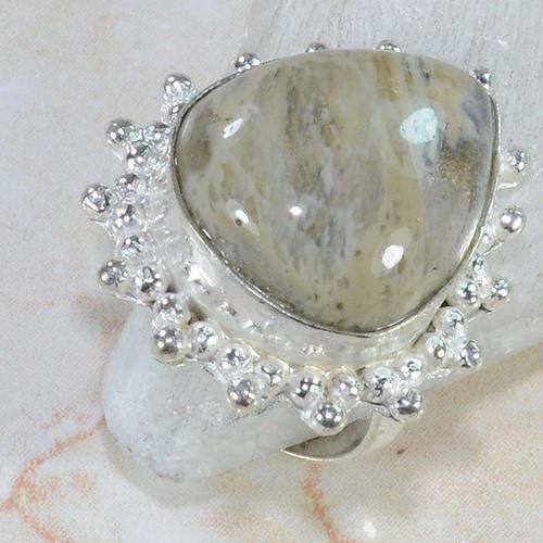 R40 FRIDAY!!! EARTHTONES AGATE NATURAL GEMSTONE 925 SILVER RING #9 - V9211 J5