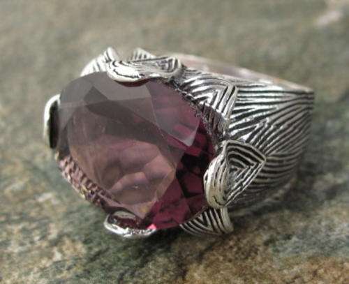 IMPRESSIVE PURPLE AMETHYST NATURAL GEMSTONE 925 SILVER RING #8 - 6209 - LISTED EARRINGS