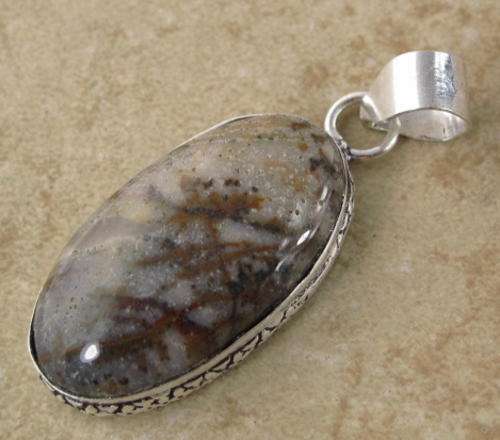 OUTSTANDING DENDRITES IN DENDRITIC OPAL NATURAL GEMSTONE 925 SILVER PENDANT 2" - 7294 V9