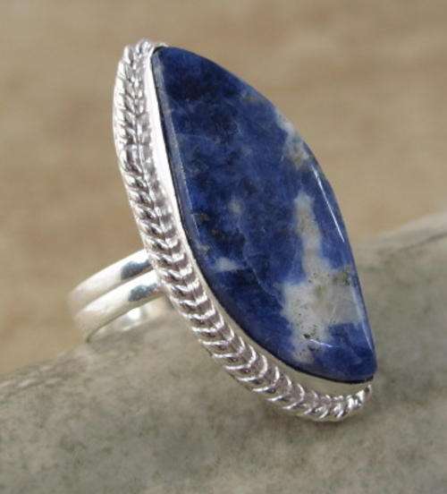 ELEGANT SODALITE NATURAL GEMSTONE 925 SILVER RING #10 - 5166 V12