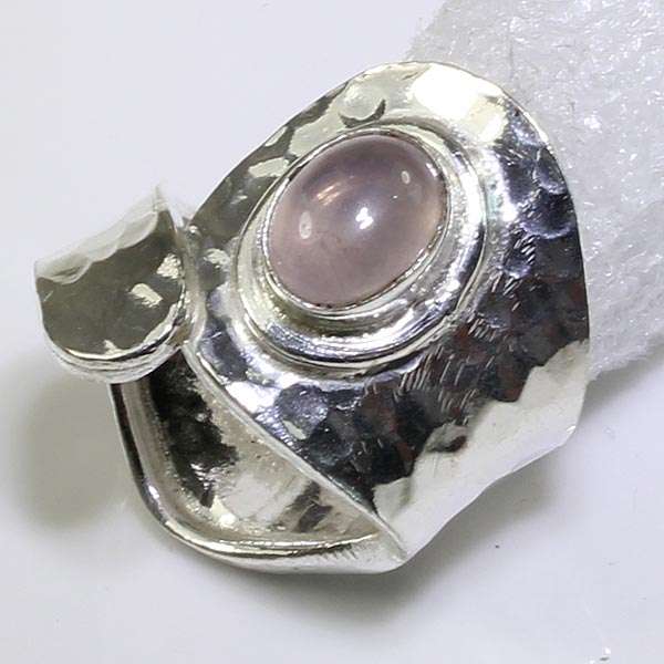 ENCHANTING PINK ROSE QUARTZ NATURAL GEMSTONE 925 SILVER RING #4.25 - B7926 J12