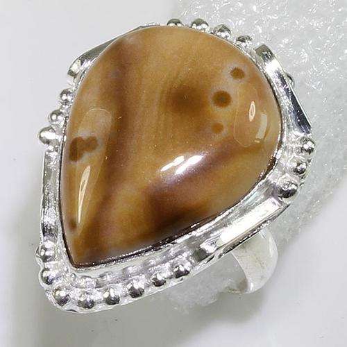 DREAMY OCEAN JASPER NATURAL GEMSTONE 925 SILVER RING #8.25 - B7325 J12