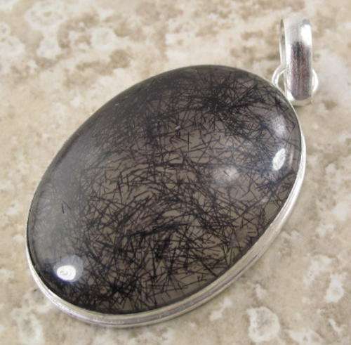 UNUSUAL FINE RUTILE IN QUARTZ NATURAL GEMSTONE 925 SILVER PENDANT 2.25" - 6200