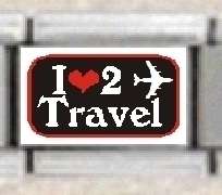 Italian Charms 9mm - Fits Nomination - ENAMEL - I HEART TO TRAVEL