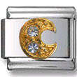 Italian Charms - Fits All 9mm Modular Bracelets - Letters - GOLD WITH CRYSTALS LETTER C