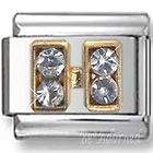Italian Charms - Fits All 9mm Modular Bracelets - Letters - GOLD WITH CRYSTALS LETTER H