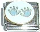 Italian Charms - Fits All 9mm Modular Bracelets - Family - BLUE HAND PRINTS