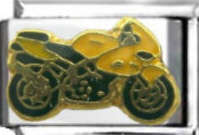 Italian Charms - Fits All 9mm Modular Bracelets - YELLOW SUPERBIKE -T