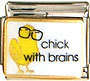 Italian Charms - Fits All 9mm Modular Bracelets - Enamel - CHICK WITH BRAINS