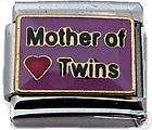 Italian Charms - Fits All 9mm Modular Bracelets - Enamel - MOTHER OF TWINS