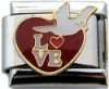 Italian Charms - Fits All 9mm Modular Bracelets - Enamel - HEART WITH DOVE AND WORD LOVE
