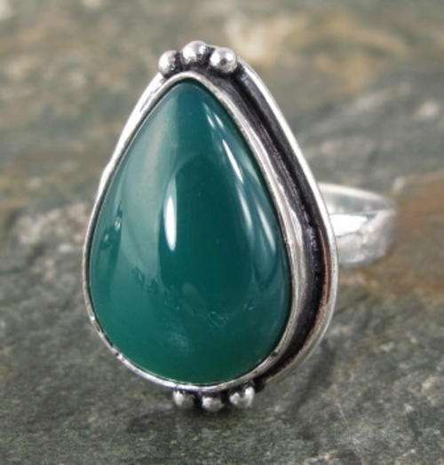 DYNAMIC RICH GREEN ONYX NATURAL GEMSTONE 925 SILVER RING #8 - 3219 V10