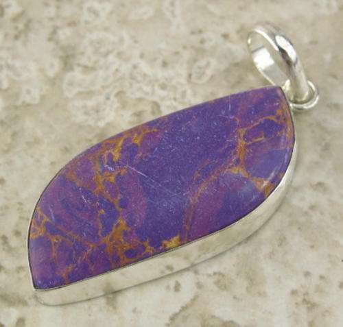 DISTINCT COPPER TURQUOISE NATURAL GEMSTONE 925 SILVER PENDANT 2.5" - 5452