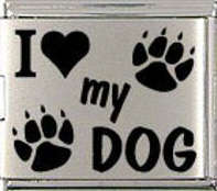 Mega Italian Charm OR Connector 18mm - I HEART MY DOG - GREAT GIFT!!!!