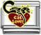 Italian Charms - Fits All 9mm Modular Bracelets - Enamel - CAT LOVER (BLACK CAT ON HEART) (D)