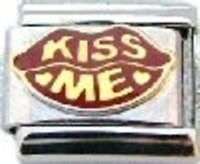 Italian Charms - Fits All 9mm Modular Bracelets - Enamel - KISS ME (D)