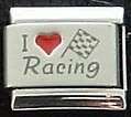 Italian Charms - Fits All 9mm Modular Bracelets - Enamel -  I RED HEART RACING (D)