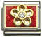 Italian Charms - Fits All 9mm Modular Bracelets - Enamel -  CRYSTAL FLOWER ON RED ENAMEL (D)
