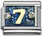 Italian Charms - Fits All 9mm Modular Bracelets - Enamel -  NUMBER 7 ON BLUE ENAMEL (D)