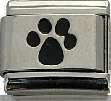 SALE!!! Italian Charms - Fits All 9mm Modular Bracelets - Enamel - BLACK PAW PRINT