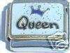 Italian Charms - Fits All 9mm Modular Bracelets - Enamel - QUEEN WITH CROWN