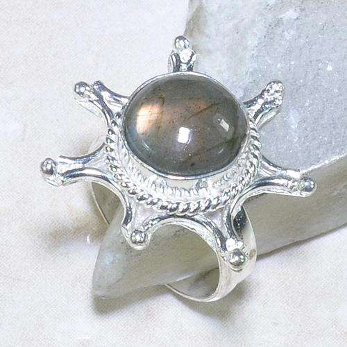 TRENDY DESIGN - LABRADORITE NATURAL GEMSTONE 925 SILVER RING #4.75 - F1313 J17