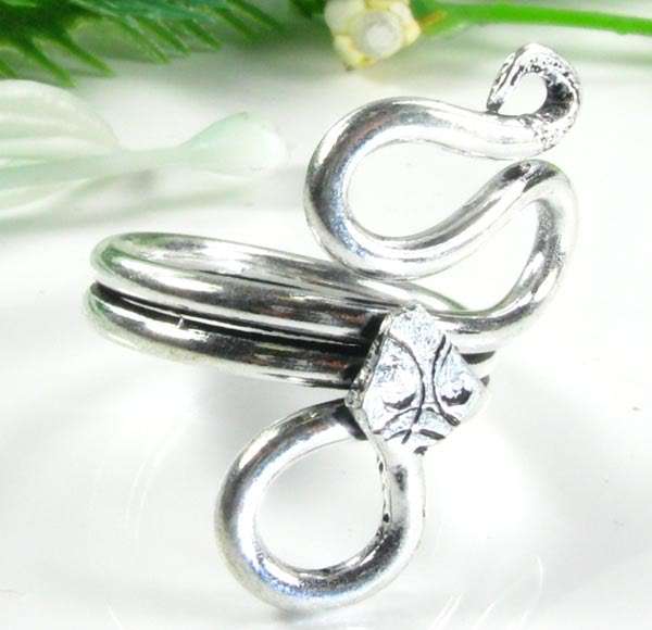 LARGE BALI DESIGNED SNAKE 925 SILVER RING #8.5 - G6708 J2