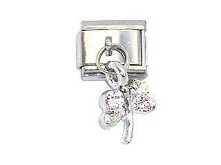 Italian Charms 9mm - Fits Nomination - Dangle - WHITE ZIRCONIA DRAGONFLY