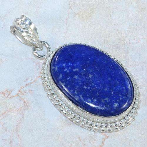 DESIRABLE LAPIS LAZULI NATURAL GEMSTONE 925 SILVER PENDANT 2"