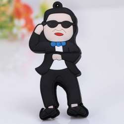 8GB Memory - Fashionable PSY Gungum Style Silicon Protection USB Flash Drive (Black)
