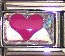 Italian Charms - Fits 9mm Modular Bracelets - LIGHT PINK HEART ON IRIDESCENT GLITTER BACKGROUND - T