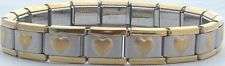 Italian Charms - 9mm STAINLESS STEEL Starter Bracelet - Gold & Silver - PUFFY HEARTS