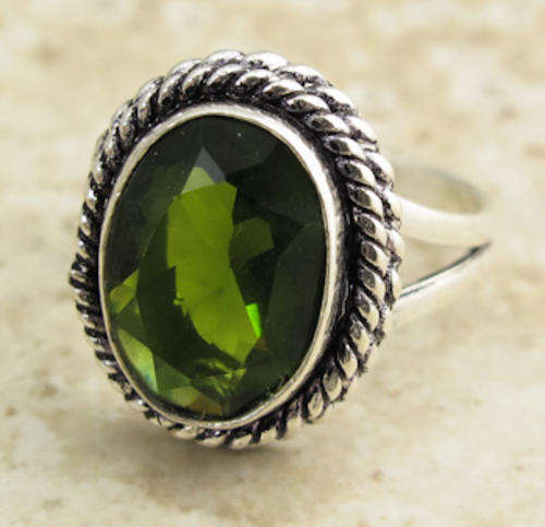 PERFECT PERIDOT GREEN QUARTZ NATURAL GEMSTONE 925 SILVER RING #8.75