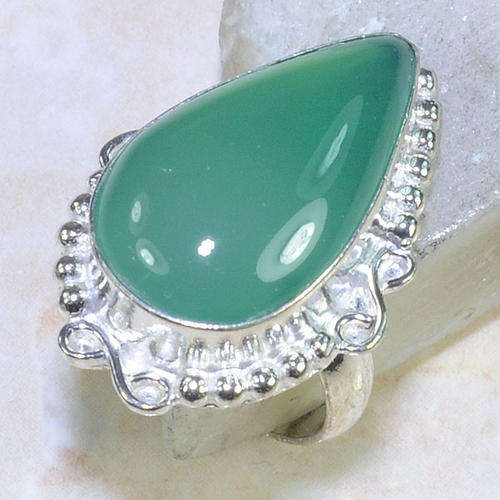 GORGEOUS GREEN - CHRYSOPRASE NATURAL GEMSTONE 925 SILVER RING #5.5